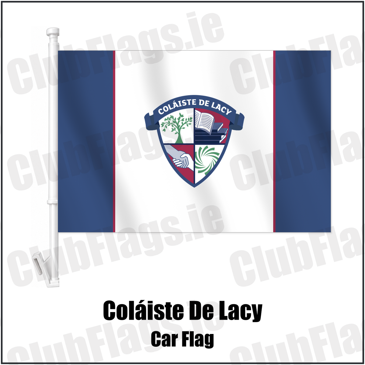 Coláiste De Lacy Car Flag with the club crest and colours, Meath GAA - ClubFlags.ie