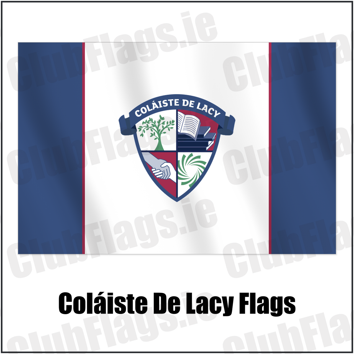 Coláiste De Lacy Flags with the club crest and colours, Meath GAA - ClubFlags.ie