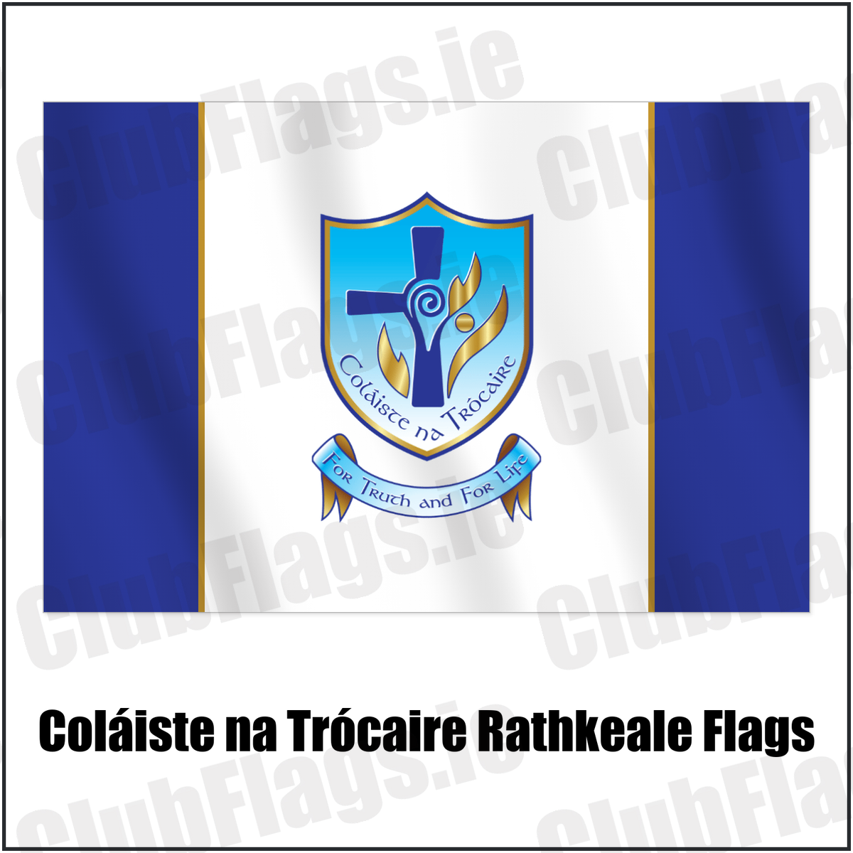Coláiste na Trócaire Rathkeale Flags with the club crest and colours, Limerick GAA - ClubFlags.ie