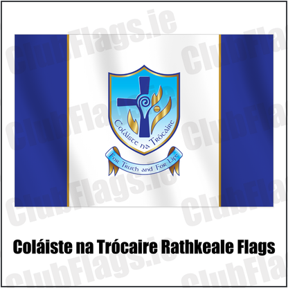 Coláiste na Trócaire Rathkeale Flags with the club crest and colours, Limerick GAA - ClubFlags.ie