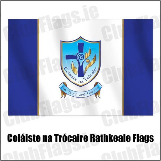 Coláiste na Trócaire Rathkeale Flags with the club crest and colours, Limerick GAA - ClubFlags.ie