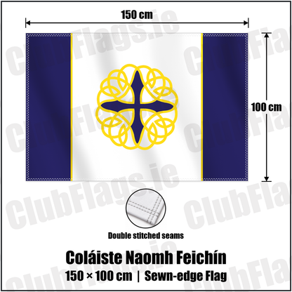 Coláiste Naomh Feichín 100cm x 150cm Flag (sewn on the edges) with the club crest and colours, Galway GAA - ClubFlags.ie