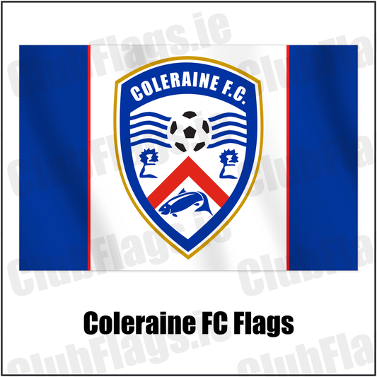 Coleraine FC Flags with the club crest and colours, Derry Football - ClubFlags.ie