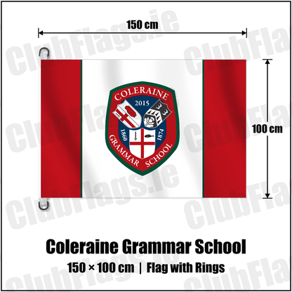 Coleraine Grammar School 150cm x 100cm Flag Pole Flag with Rings with the club crest and colours, Derry Rugby - ClubFlags.ie