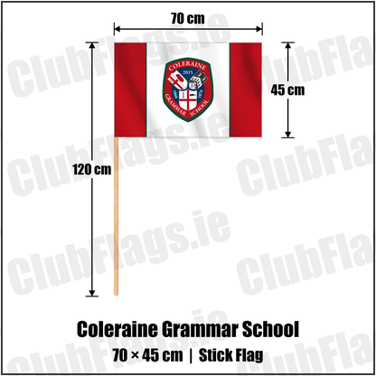 Coleraine Grammar School 45cm x 70cm Stick Flag with the club crest and colours, Derry Rugby - ClubFlags.ie