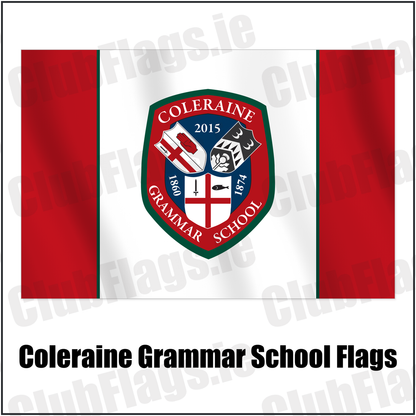 Coleraine Grammar School Flags with the club crest and colours, Derry Rugby - ClubFlags.ie