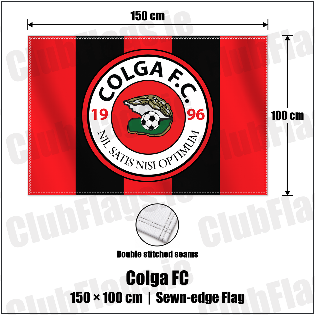 Colga FC 100cm x 150cm Flag (sewn on the edges) with the club crest and colours, Galway Football - ClubFlags.ie