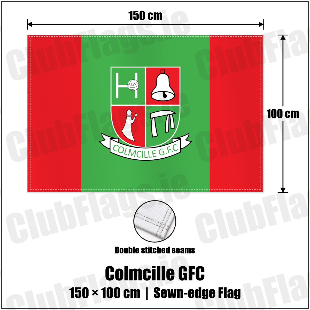 Colmcille GFC 100cm x 150cm Flag (sewn on the edges) with the club crest and colours, Longford GAA - ClubFlags.ie