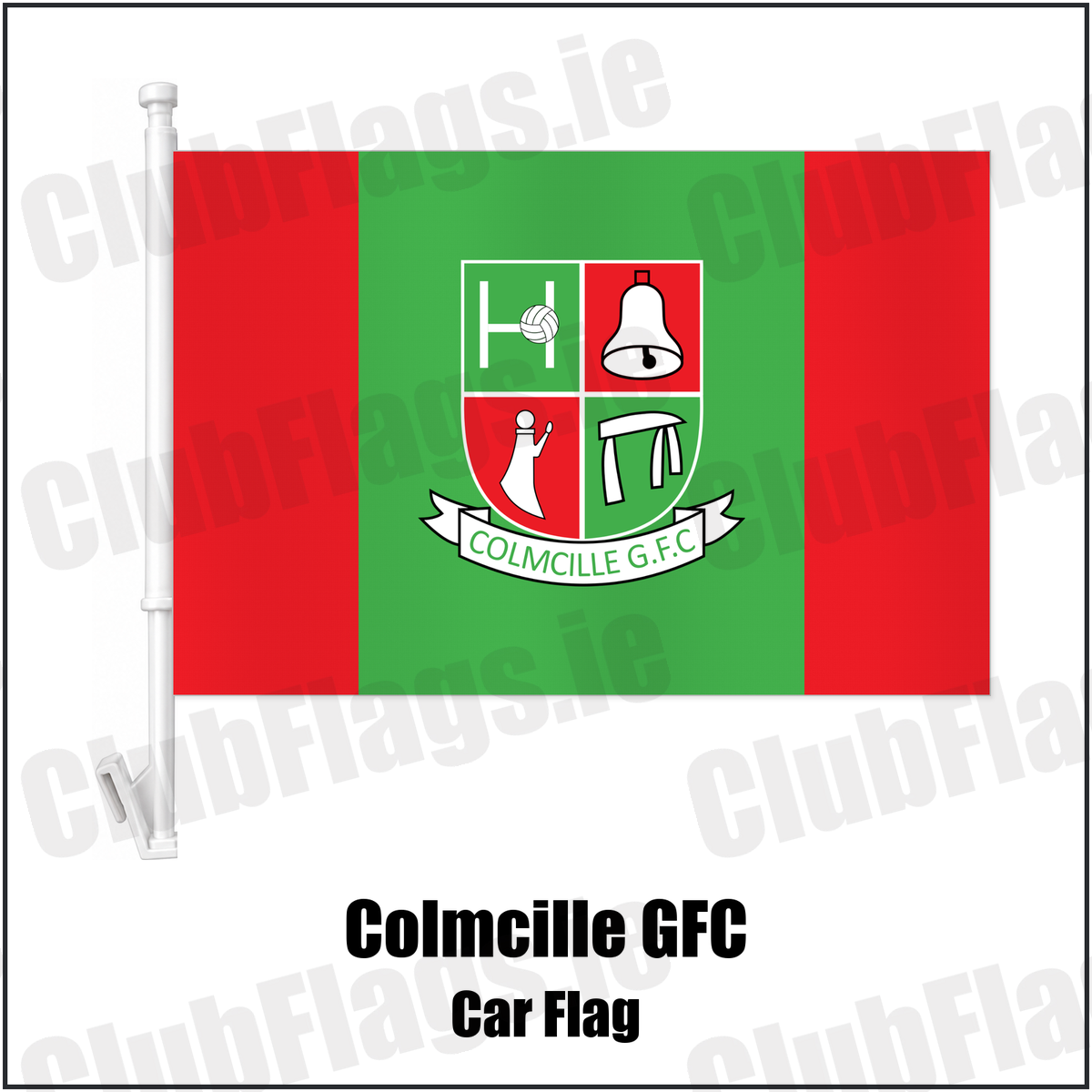 Colmcille GFC Car Flag with the club crest and colours, Longford GAA - ClubFlags.ie