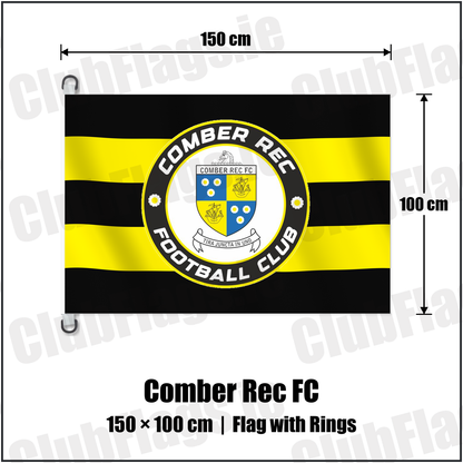 Comber Rec FC 150cm x 100cm Flag Pole Flag with Rings with the club crest and colours, Down Football - ClubFlags.ie