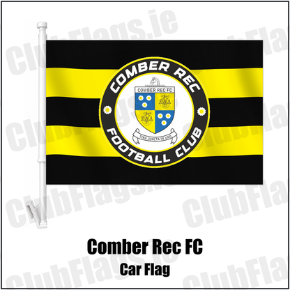 Comber Rec FC Car Flag with the club crest and colours, Down Football - ClubFlags.ie