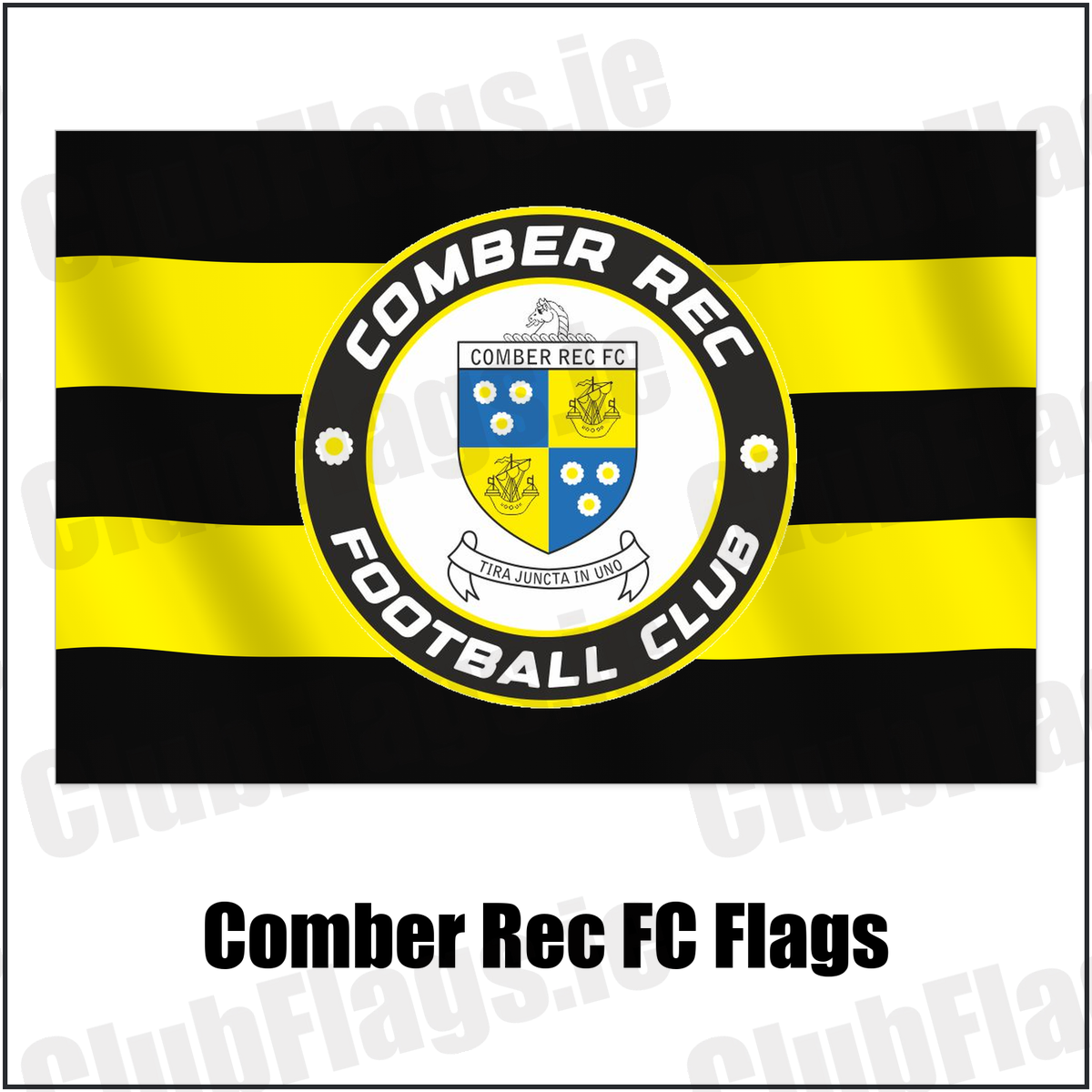 Comber Rec FC Flags with the club crest and colours, Down Football - ClubFlags.ie