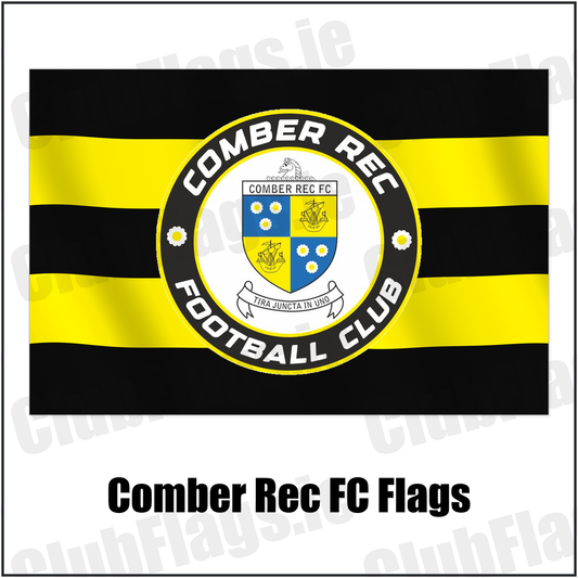 Comber Rec FC Flags with the club crest and colours, Down Football - ClubFlags.ie