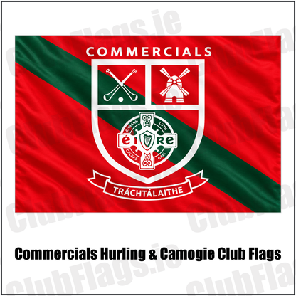 Commercials Hurling & Camogie Club Flags with the club crest and colours, Dublin GAA - ClubFlags.ie