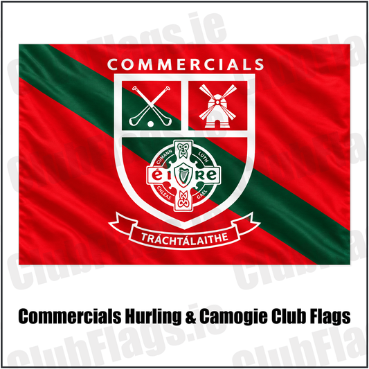 Commercials Hurling & Camogie Club Flags with the club crest and colours, Dublin GAA - ClubFlags.ie