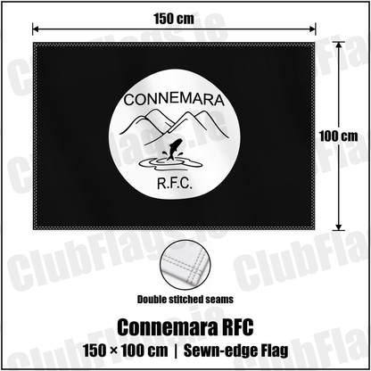 Connemara RFC 100cm x 150cm Flag (sewn on the edges) with the verified club crest and colours, Galway Rugby - ClubFlags.ie