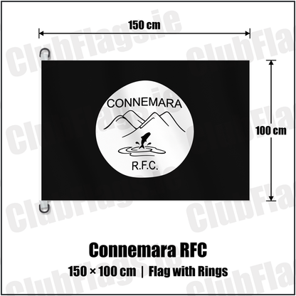 Connemara RFC 150cm x 100cm Flag Pole Flag with Rings with the verified club crest and colours, Galway Rugby - ClubFlags.ie