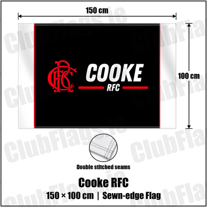 Cooke RFC 100cm x 150cm Flag (sewn on the edges) with the club crest and colours, Down Rugby - ClubFlags.ie