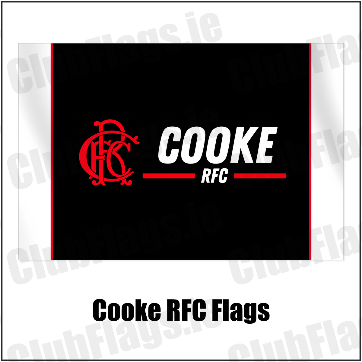 Cooke RFC Flags with the club crest and colours, Down Rugby - ClubFlags.ie