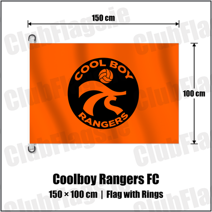 Coolboy Rangers FC 150cm x 100cm Flag Pole Flag with Rings with the club crest and colours, Wicklow Football - ClubFlags.ie