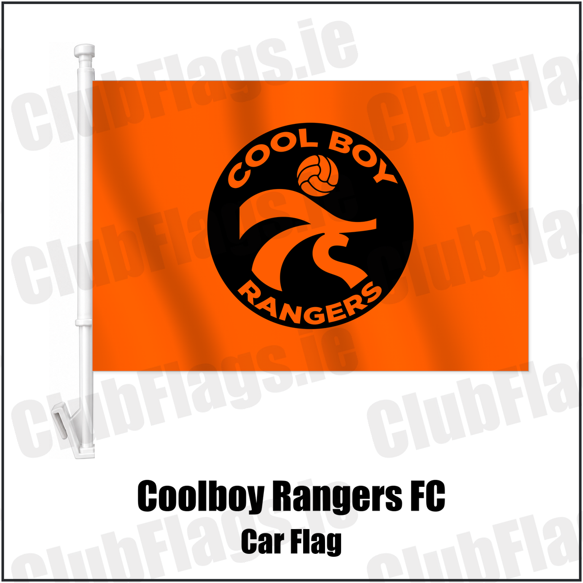 Coolboy Rangers FC Car Flag with the club crest and colours, Wicklow Football - ClubFlags.ie
