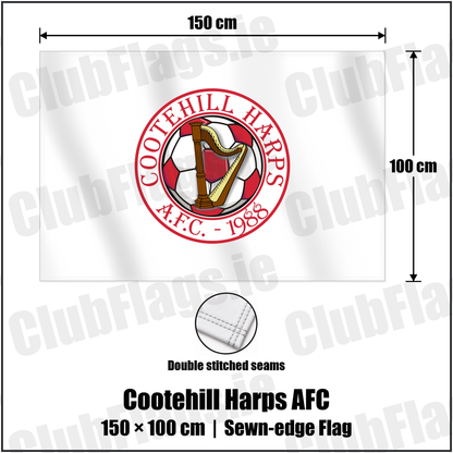 Cootehill Harps AFC 100cm x 150cm Flag (sewn on the edges) with the club crest and colours, Cavan Football - ClubFlags.ie
