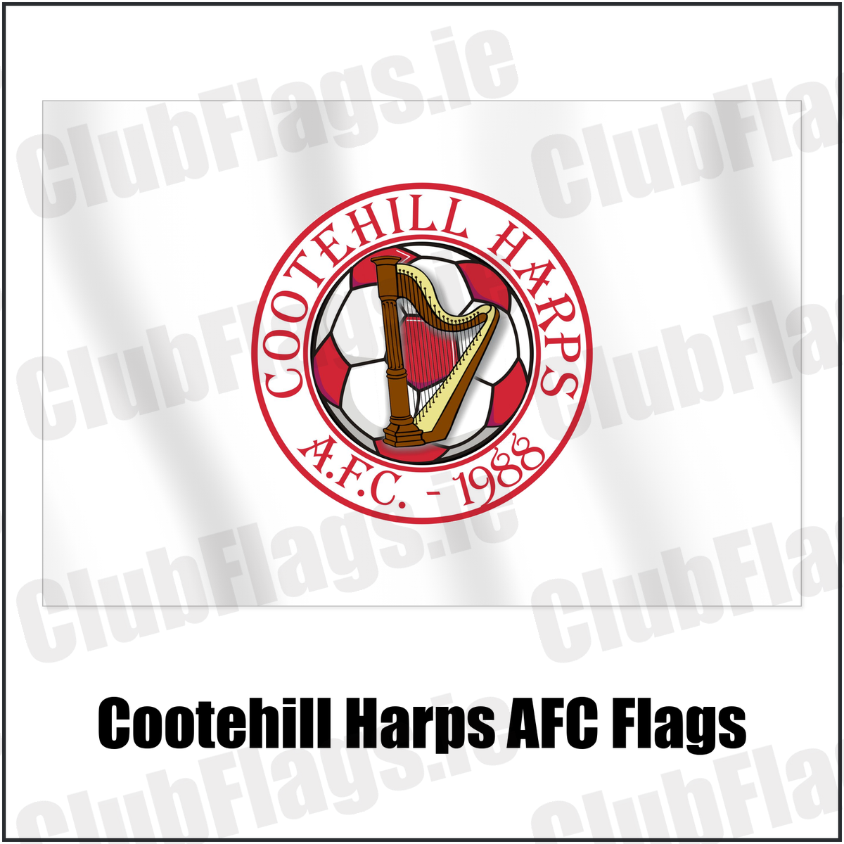 Cootehill Harps AFC Flags with the club crest and colours, Cavan Football - ClubFlags.ie