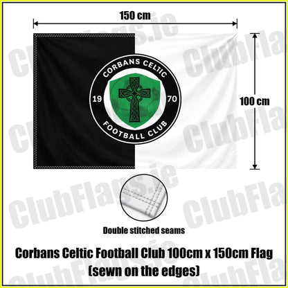 Corbans Celtic Football Club 100cm x 150cm Flag (sewn on the edges) - ClubFlags.ie