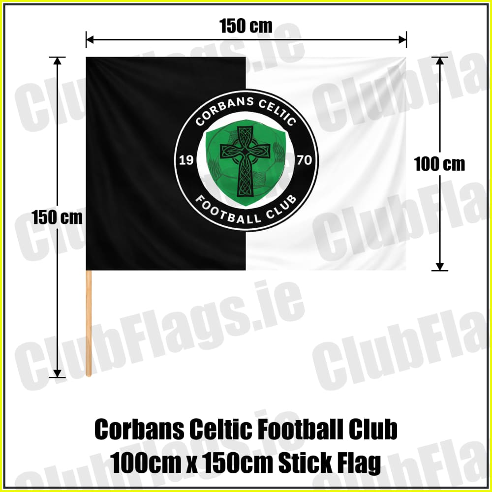 Corbans Celtic Football Club 100cm x 150cm Stick Flag - ClubFlags.ie
