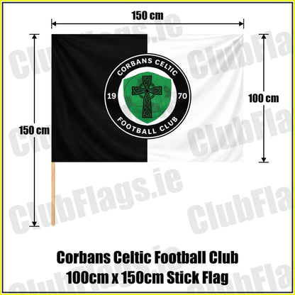 Corbans Celtic Football Club 100cm x 150cm Stick Flag - ClubFlags.ie