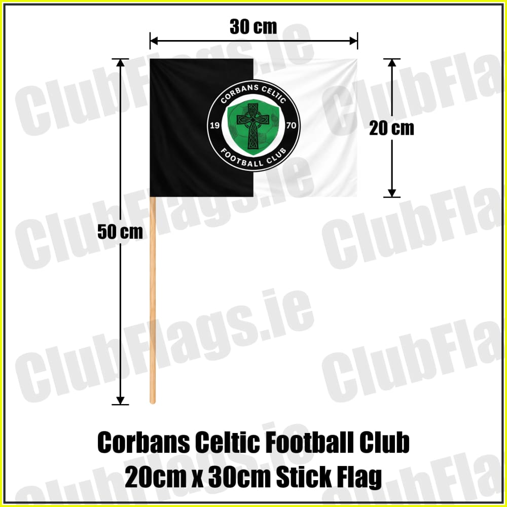 Corbans Celtic Football Club 20cm x 30cm Stick Flag - ClubFlags.ie