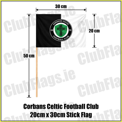 Corbans Celtic Football Club 20cm x 30cm Stick Flag - ClubFlags.ie