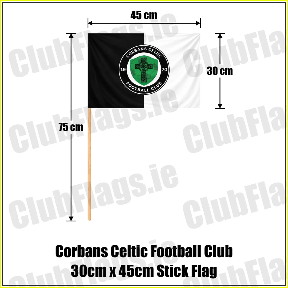 Corbans Celtic Football Club 30cm x 45cm Stick Flag - ClubFlags.ie