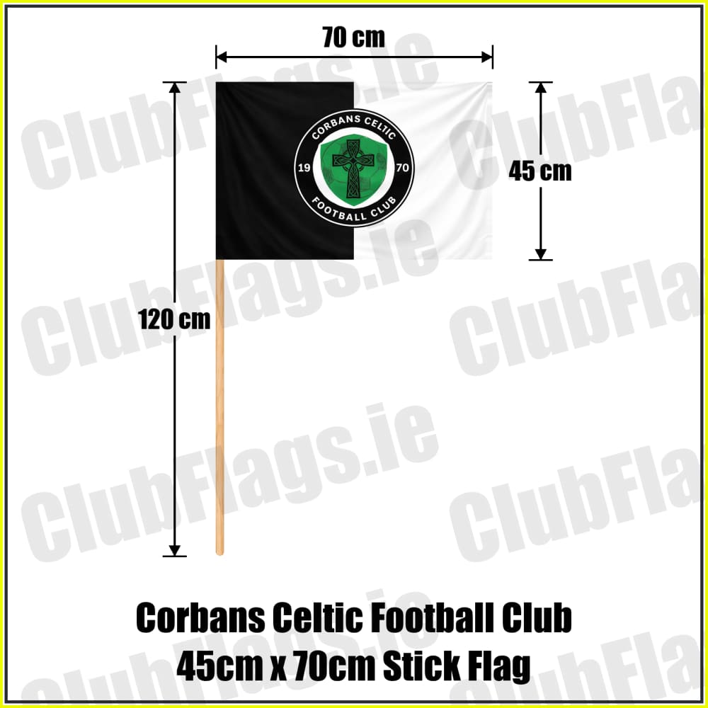 Corbans Celtic Football Club 45cm x 70cm Stick Flag - ClubFlags.ie