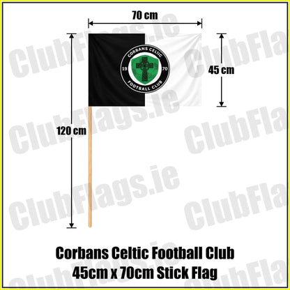 Corbans Celtic Football Club 45cm x 70cm Stick Flag - ClubFlags.ie