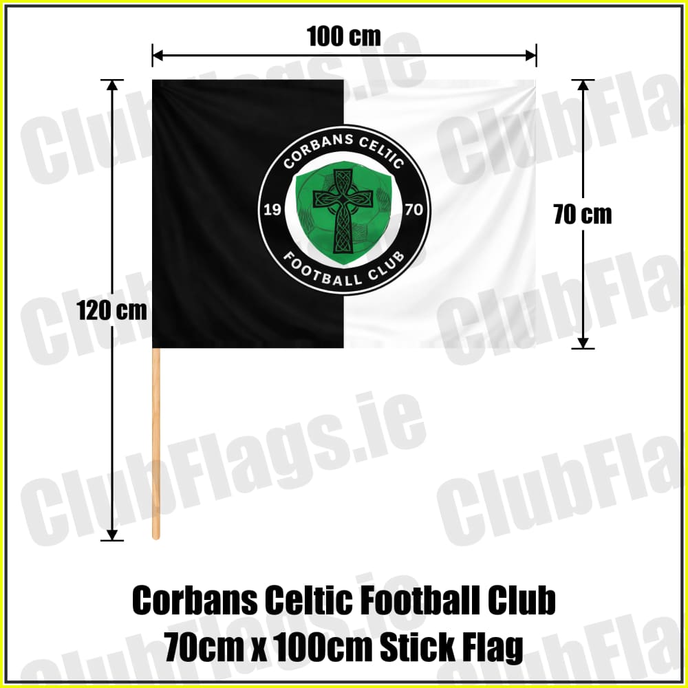 Corbans Celtic Football Club 70cm x 100cm Stick Flag - ClubFlags.ie