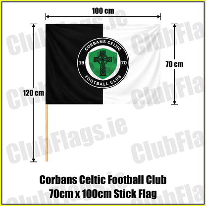 Corbans Celtic Football Club 70cm x 100cm Stick Flag - ClubFlags.ie