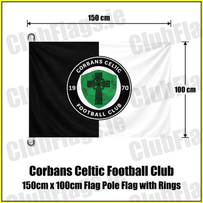 Corbans Celtic Football Club 150cm x 100cm Flag Pole Flag with Rings - ClubFlags.ie