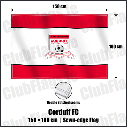 Corduff FC 100cm x 150cm Flag (sewn on the edges) with the club crest and colours, Dublin Football - ClubFlags.ie