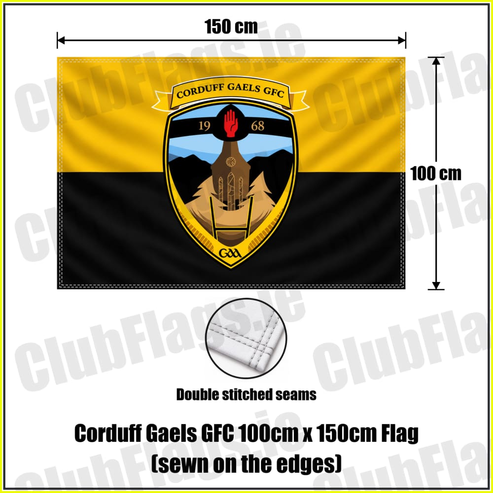 Corduff Gaels GFC 100cm x 150cm Flag (sewn on the edges) - ClubFlags.ie