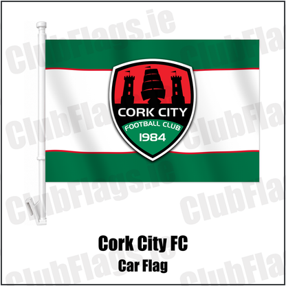 Cork City FC Car Flag with the club crest and colours, Cork Football - ClubFlags.ie