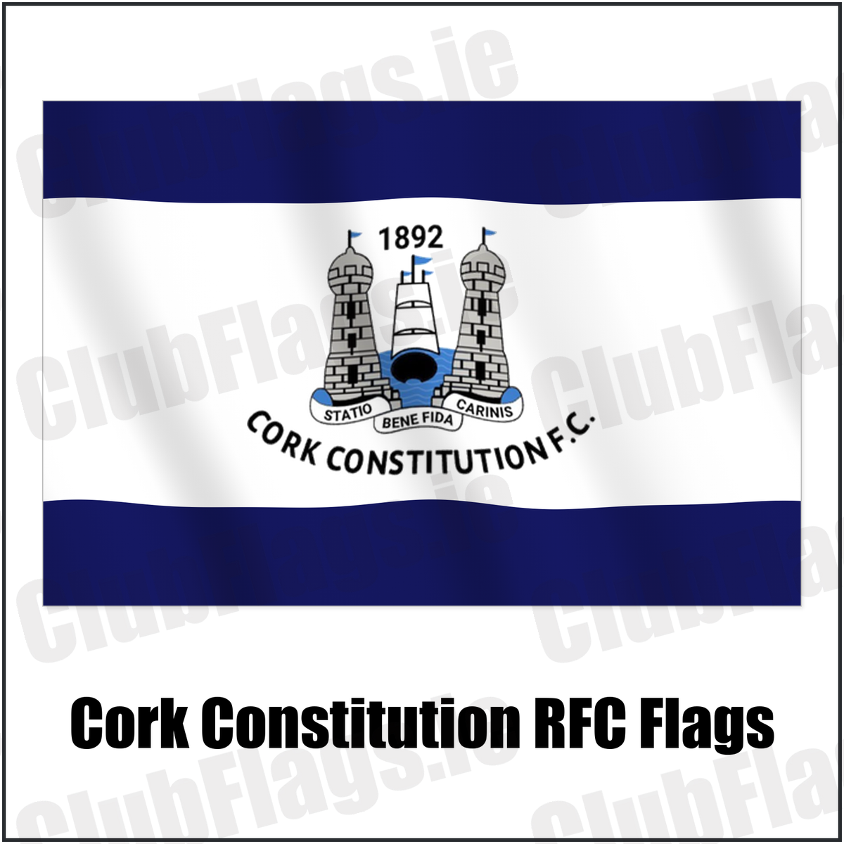 Cork Constitution RFC Flags with the verified club crest and colours, Cork Rugby - ClubFlags.ie