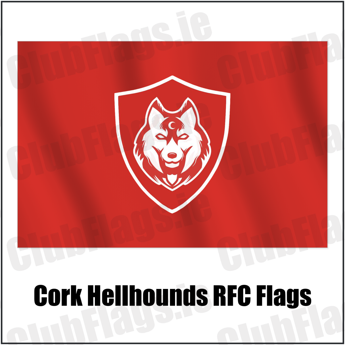 Cork Hellhounds RFC Flags with the club crest and colours, Cork Rugby - ClubFlags.ie
