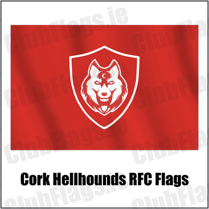 Cork Hellhounds RFC Flags with the club crest and colours, Cork Rugby - ClubFlags.ie
