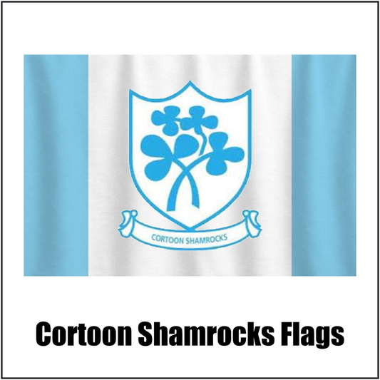 Cortoon Shamrocks Flags, featuring the club crest and sky blue and white colours; County Galway GAA. ClubFlags.ie.