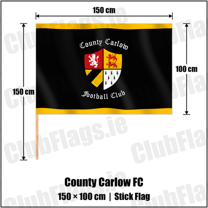 County Carlow FC 100cm x 150cm Stick Flag with the club crest and colours, Carlow Rugby - ClubFlags.ie