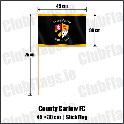 County Carlow FC 30cm x 45cm Stick Flag with the club crest and colours, Carlow Rugby - ClubFlags.ie