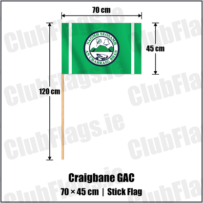 Craigbane GAC 45cm x 70cm Stick Flag with the club crest and colours, Derry GAA - ClubFlags.ie