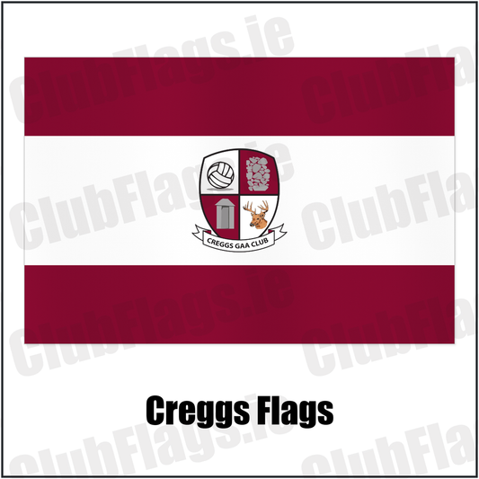 Creggs Flags with the club crest and colours, Galway GAA - ClubFlags.ie