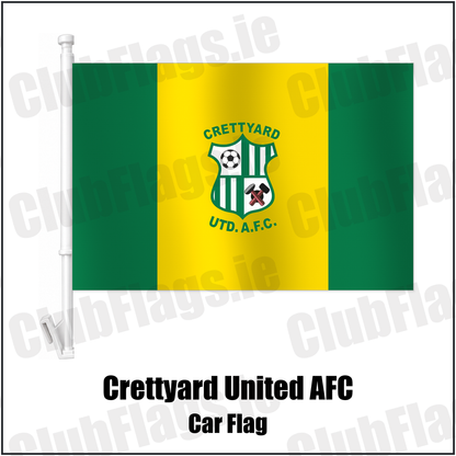 Crettyard United AFC Car Flag with the club crest and colours, Carlow football - ClubFlags.ie